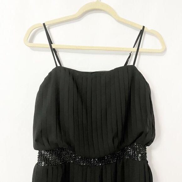 Chelsea & Theodore Black Spaghetti Strap Pleated Cocktail Dress Size M - Picture 9 of 9
